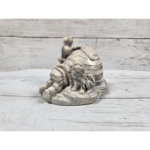 Vintage Pearlite Marblecraft Alaskan Igloo with Eskimos and Husky Dog